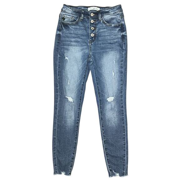 KanCan Distressed Button Fly High-Rise Skinny Jeans Size 5 26X26 - Picture 1 of 7